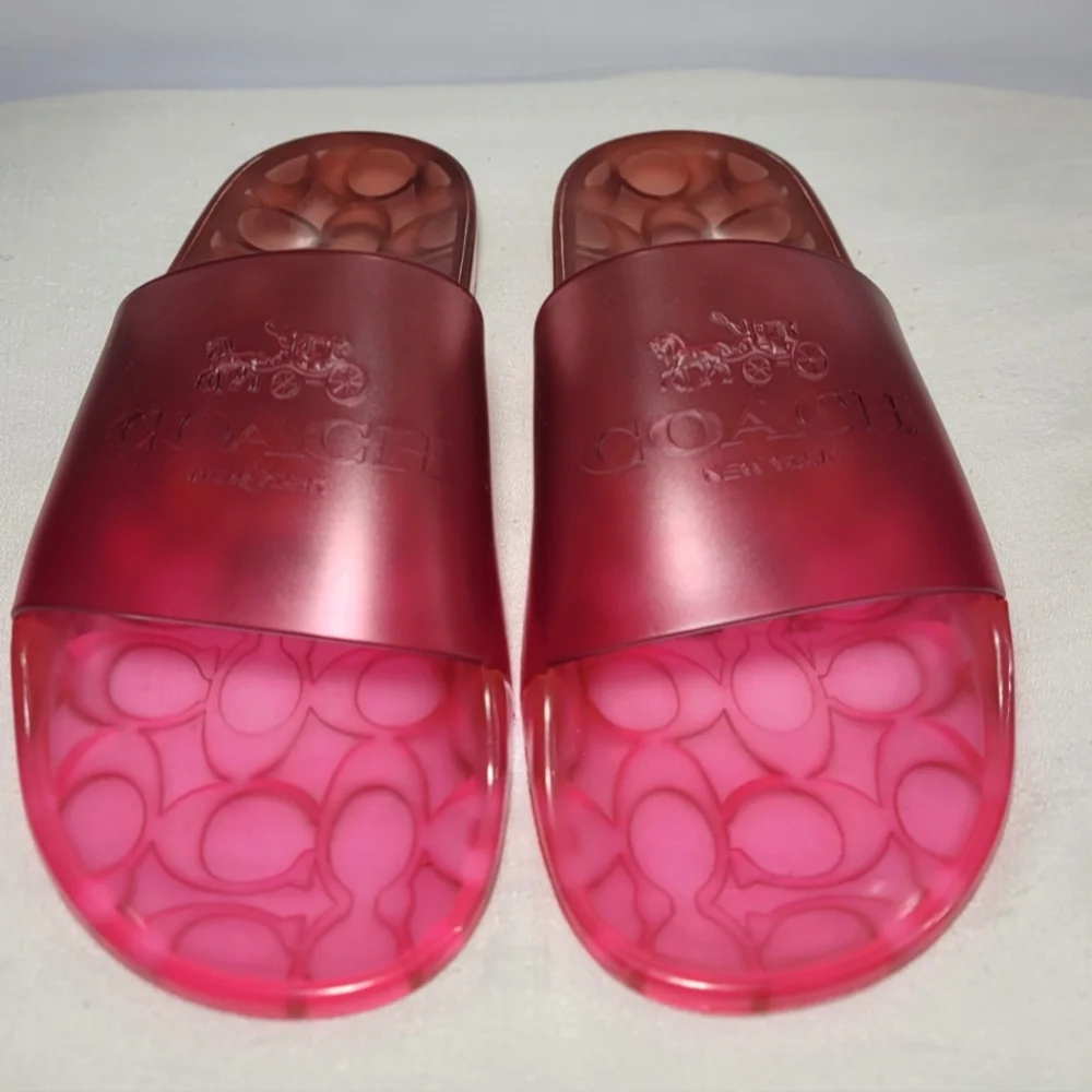 Coach Women's Size 9B Pink Ulyssa Jelly Slides.